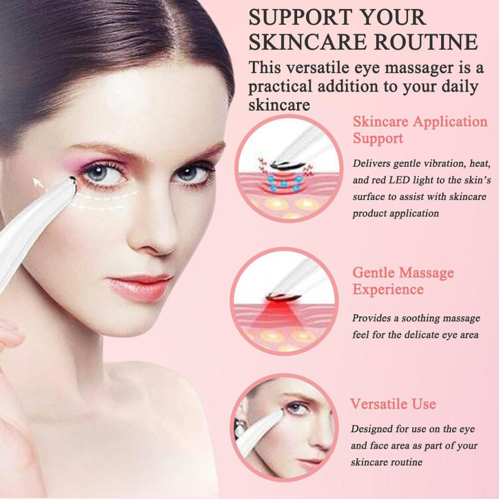 Heated 3-in-1 Vibrating Eye Lift Wand – White Heated 3-in-1 Vibrating Eye Lift Wand – White