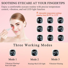 Heated 3-in-1 Vibrating Eye Lift Wand – White, Soothing Eye Care Tool