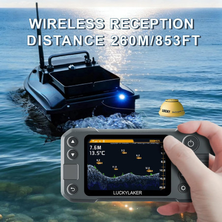 LUCKY MT-202 Portable Wireless Handheld Fish Finder Sonar Transducer Rechargeable for Kayak & Boat