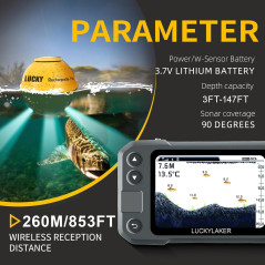 LUCKY Kayak Wireless Fish Finder - Portable Rechargeable Sonar MT-202