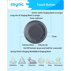 eSynic Bol Chantant Tibétain Électronique Rechargeable USB-C pour Méditation
