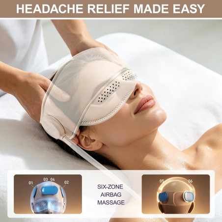 Electric Head Massager for Headaches | Rechargeable 3 Heat Levels, 4 Modes