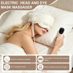 Electric Head Massager for Headaches | Rechargeable 3 Heat Levels, 4 Modes