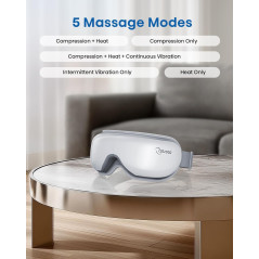 Cotsoco Masque de Massage Yeux Chauffant et Compressif, Réglable, Pliable, Soulage Migraine, Cadeau Idéal