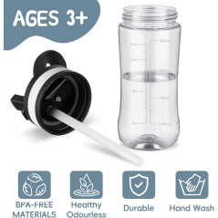 14oz Clear Kids Water Bottle with Straw Lid, BPA-Free & Leak-Proof