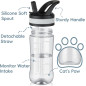 14oz Clear Kids Water Bottle with Straw Lid, BPA-Free Tritan, Leak-Proof, Measurement Scale & Handle