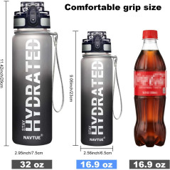 16.9 oz Motivational Water Bottle with Time Marker | Tritan Durable