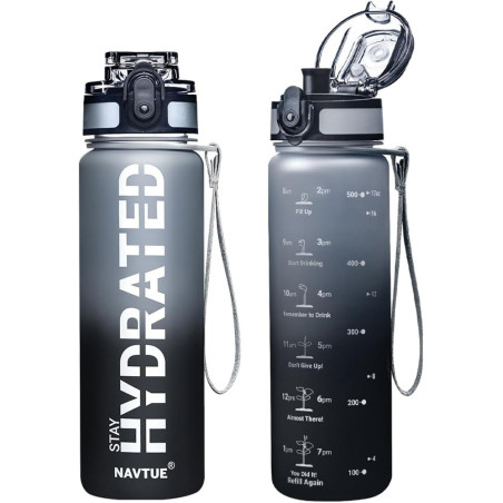 16.9 oz Motivational Time Marker Water Bottle - Durable Tritan Easy-Track Hydration Bottle