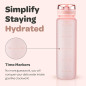 Bouteille d'eau Hydracy 32oz sans BPA avec marquage horaire, infuseur fruité, étanche, sport et plein air
