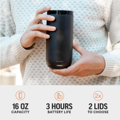 Ember 16oz Black Tumbler - App-Controlled Heated Travel Coffee Mug