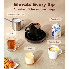 Kepwam Coffee Mug Warmer – Fast Heating, 3-Temp, Auto Shut Off & LED