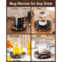 SWEETFULL Wood Coffee Mug Warmer with Timer for Desk Use