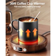 SWEETFULL Wood Coffee Mug Warmer with Timer for Desk Use