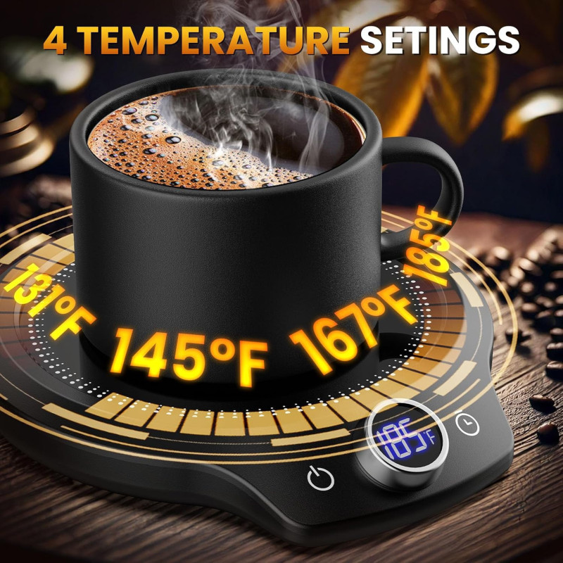 Fast Heating Mug Warmer with 4 Temps, Timer & Auto Shut Off - Ideal Gift