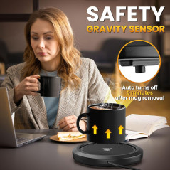 Fast Heating Mug Warmer with 4 Temps, Timer & Auto Shut Off - Ideal Gift