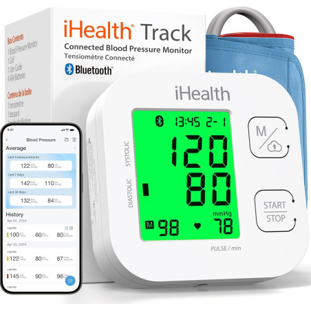 iHealth Track Smart Upper Arm Blood Pressure Monitor with Wide Cuff