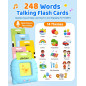 Aullsaty Cartes Flash Parlantes 248 Mots Montessori pour Tout-Petits 1-3 Ans, Jouet Éducatif Bleu