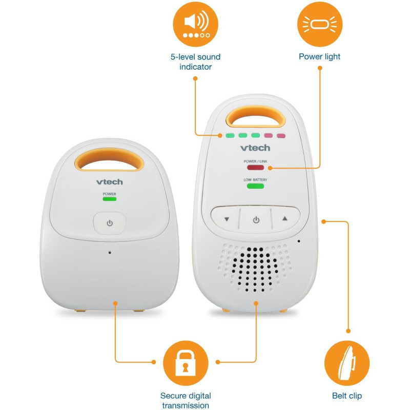 VTech DM111 Baby Monitor – No Static, Hack-Proof, 1000ft Range, 8Hr Battery