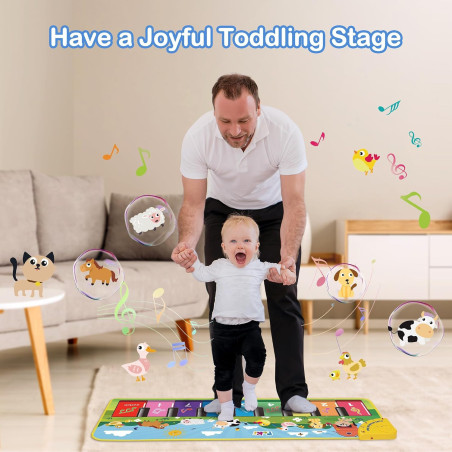 FOKI Floor Piano Mat for Babies & Toddlers, Interactive Musical Toy for 1-3 Year Old Boys & Girls