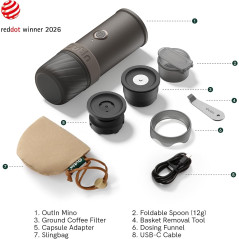 OutIn Mino Portable Electric Espresso Machine with Self-Heating for Travel
