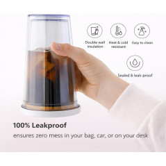 Gobelet Réutilisable 16oz Isolé, Anti-Fuite, Sans BPA