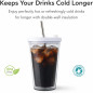 Gobelet réutilisable 16 oz, étanche, double paroi, sans BPA, avec couvercle et paille pour boissons chaudes et froides