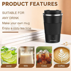 MOMSIV Mug de Voyage 12oz Isolé avec Couvercle Étanche