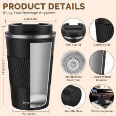 MOMSIV 12oz Insulated Travel Coffee Mug with Leakproof Lid – Stay Hot!