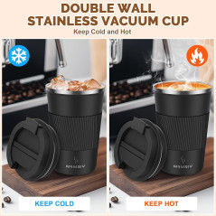 MOMSIV Mug de Voyage 12oz Isolé avec Couvercle Étanche