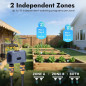 Minuteur d'arrosage WiFi avec entrée en laiton, contrôle APP & vocal, 20 plans, 2 zones pour jardin Minuteur d'arrosage WiFi avec entrée en laiton, contrôle APP & vocal, 20 plans, 2 zones pour jardin