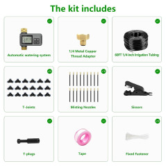 60FT Drip Irrigation System with Smart Timer for Efficient Watering
