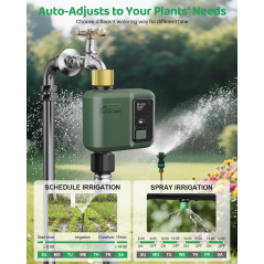 Smart WiFi Water Timer for Garden Hose, 984ft RF Range, App & Voice Control, Rain Delay, Brass Inlet