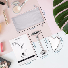 Bealihelp Stainless Steel Face Roller & Gua Sha Tool for Wrinkles, Lifting, Puffiness & Skin Tightening