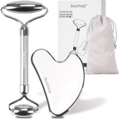 Bealihelp Stainless Steel Face Roller & Gua Sha for Wrinkles & Lifting