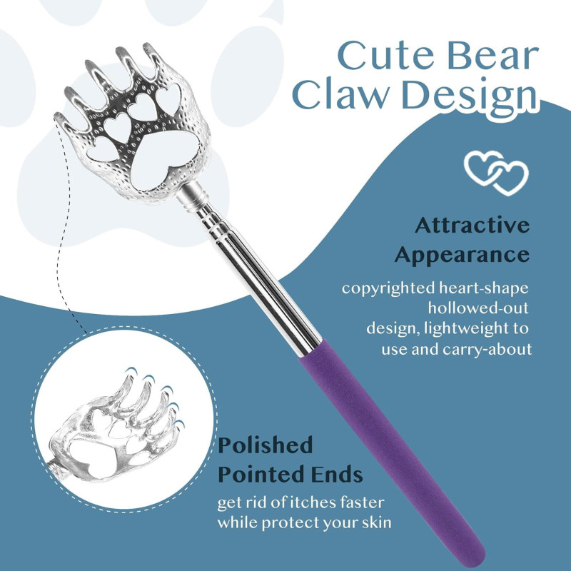 Plazuria 4-Pack Extendable Back Scratchers with Rubber Handles - Ideal Stocking Stuffers