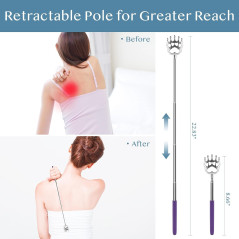 Plazuria 4-Pack Extendable Back Scratchers with Rubber Handles - Ideal Stocking Stuffers