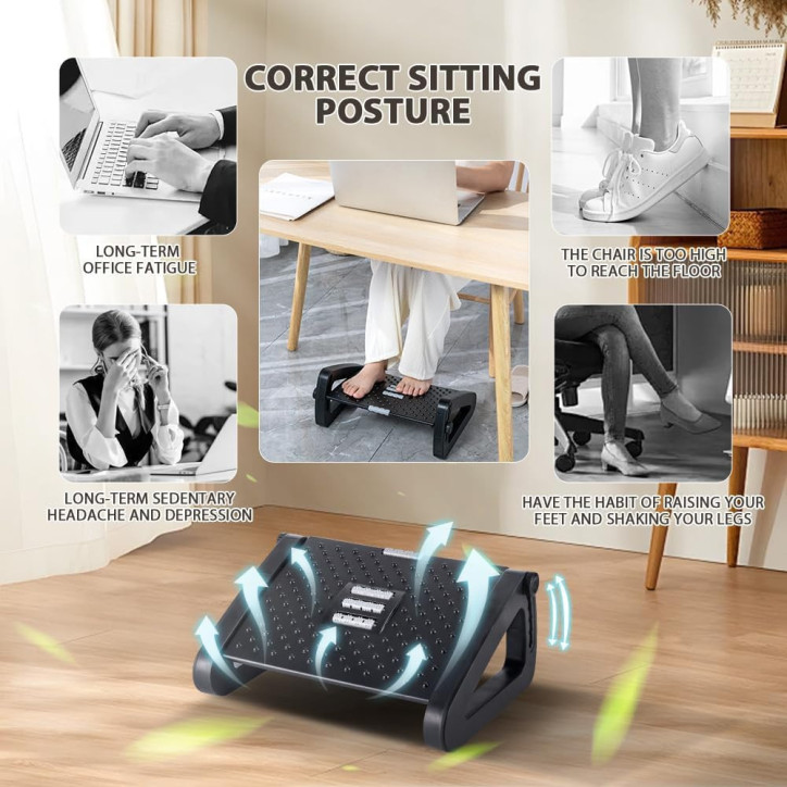 CasaZenith Adjustable Foot Rest with Six Height Settings for Under Desk Use at Work CasaZenith Adjustable Foot Rest with Six Height Settings for Under Desk Use at Work