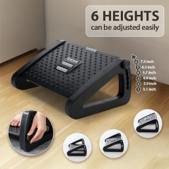 Repose-pieds CasaZenith réglable 6 hauteurs sous bureau