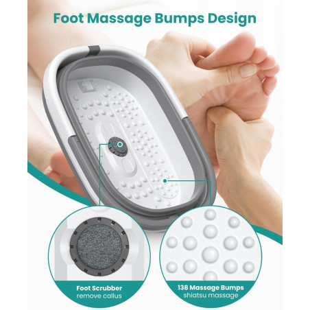 Nekteck Bassine Pliable pour Bain de Pieds, Spa Relaxant Gris
