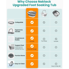 Nekteck Collapsible Foot Soaking Tub - Portable Grey Foot Spa Bath