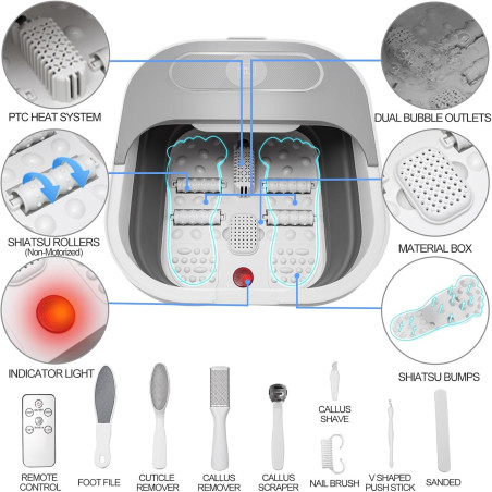 UNIFULL Collapsible Foot Spa Bath with Heat & Remote Control Features