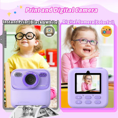 Kids Instant Digital Camera 1080P HD Dual-Lens with Print & TF Card