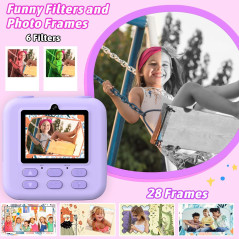 Kids Instant Digital Camera 1080P HD Dual-Lens with Print & TF Card