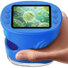 Microscope Numérique Portable 4K 1000X pour Enfants avec Écran IPS 2.0 Bleu