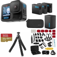GoPro HERO13 Black Camera Bundle – 3 Batteries, 64GB, 5.3K HDR, Waterproof
