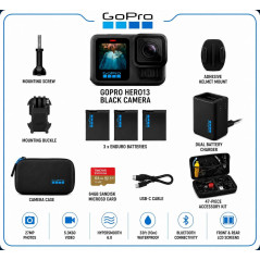 GoPro HERO13 Black Camera Bundle – 3 Batteries, 64GB, 5.3K HDR, Waterproof
