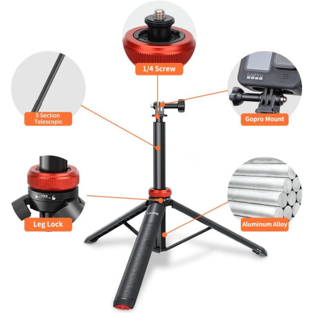 UURig Telescopic Selfie Stick with Tripod & Waterproof Grip for Insta360, GoPro Hero & Action Cameras