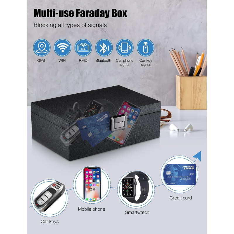 Faraday Box RFID Signal Blocker Key Fob Protector – Fits 15 Keys