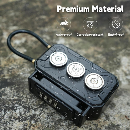 Lock Box with 3xN52 Strong Magnets & Combination Lock, Magnetic Key Holder for Indoor/Outdoor Use