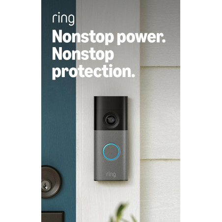 Carillon Vidéo Filiaire Ring 2K Rétinal – Grand Angle, Zoom 6x, Communication Bidirectionnelle, Gris Pailleté